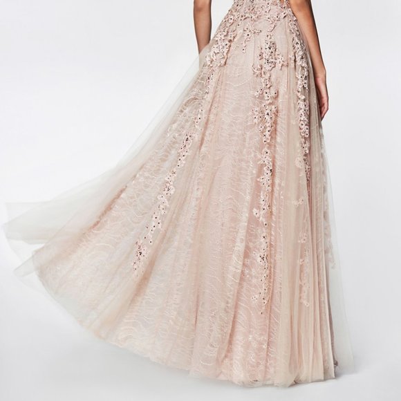 V-Neck A-Line Lace Evening Dress CD4091 - Picture 3 of 5